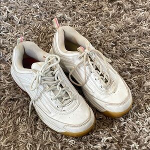 Fila White Sneakers with Pink Accents size 6